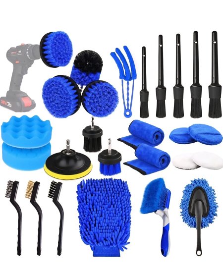 طقم العناية بالسيارة المميز باللون الأزرق ٢٧ قطعة